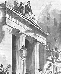 Abraham Lincoln Addressing People from Astor House Balcony