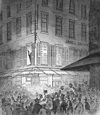 Night Scene at the NY Herald Office - Displaying the Election Returns by Means of a Calcium Light