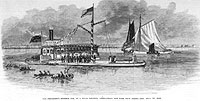 The President's funeral car, on a steam lighter, approaching New York