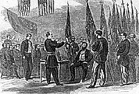 Presentation of 200 battle-flags to Governor Fenton at Albany, New York, July 4, 1865