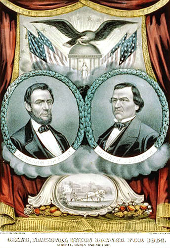 Grand national union banner for 1864. Liberty, Union, and Victory