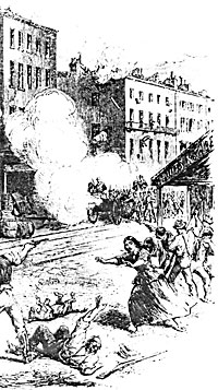 Conflict between the military and the rioters on First Avenue