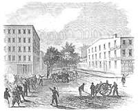 Schiemer's Battery and a Company of the 11th NYV Scattering the Rioters at the Corner of 7th Avenue and 28th Street