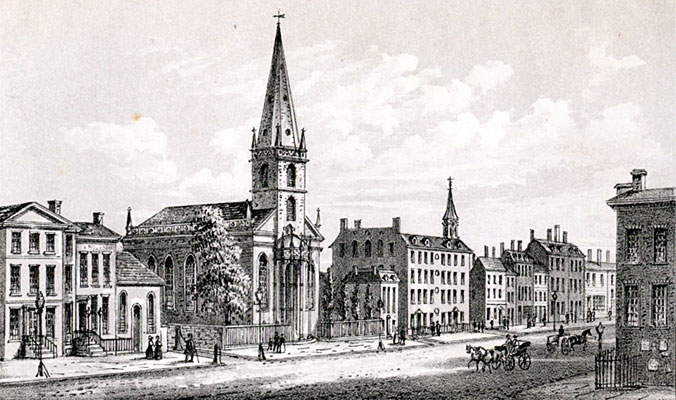 View of Broadway (Trinity Church and City Hotel)