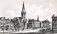 View of Broadway (Trinity Church and City Hotel)