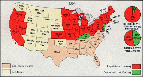Map of the Presidential Election of 1864